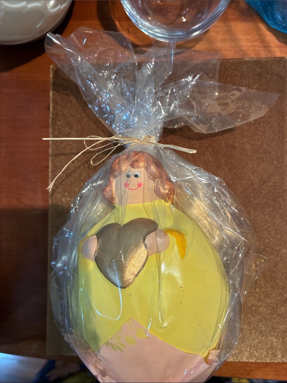 Handmade Yellow Heart Angel Figurine
